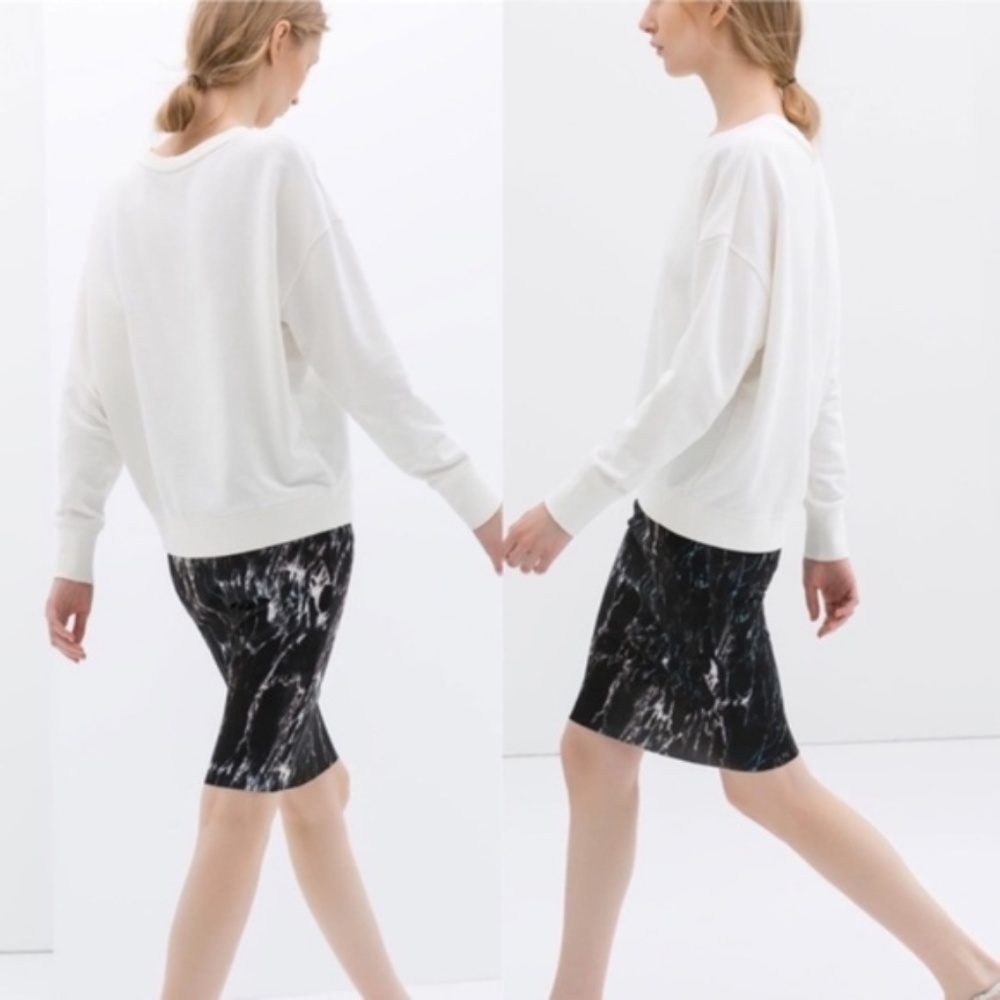Zara Neoprene Collection Marbled Pencil Skirt Straight